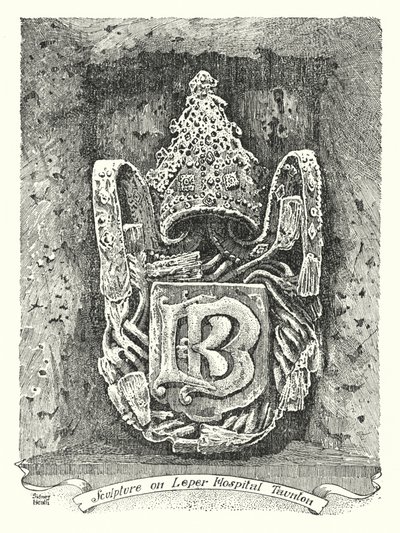 タウントンのハンセン病病院の彫刻（版画 作： Sidney Heath