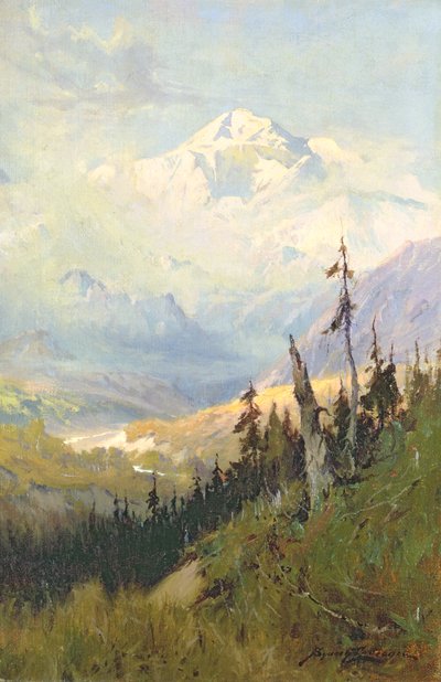 秋の日、マッキンリー山（油彩・キャンバス 作： Sidney Laurence