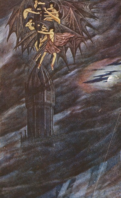 黄金伝説ルシファーと天使たち（カラーリトグラフ） 作： Sidney Meteyard
