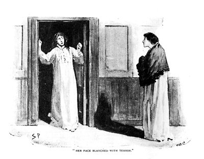恐怖で顔が白くなった顔、1892年 作： Sidney Paget