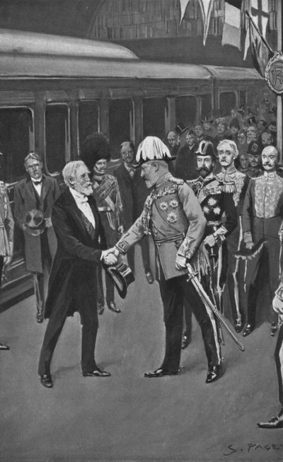 1903年7月6日、ルーベット大統領を迎えるエドワード王 作： Sidney Paget