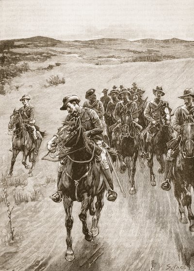 1893年のロベングラの軌跡に沿って、「カッセルの図解されたイングランドの歴史」（セピア写真）のイラスト 作： Sidney Paget