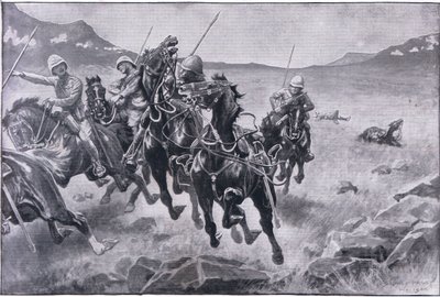 ランサー・パトロール・アンダー・クロスファイア(リトグラフ) 作： Sidney Paget