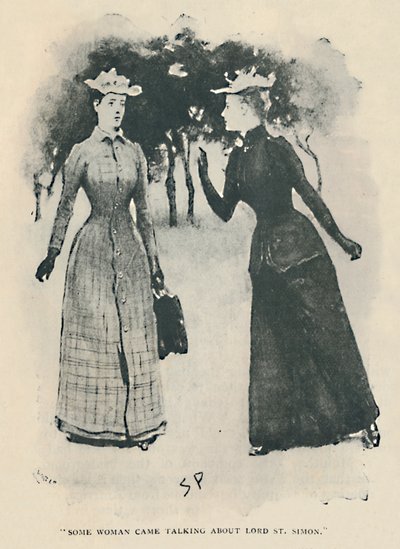 セントサイモン卿について話していた女性（1892年） 作： Sidney Paget