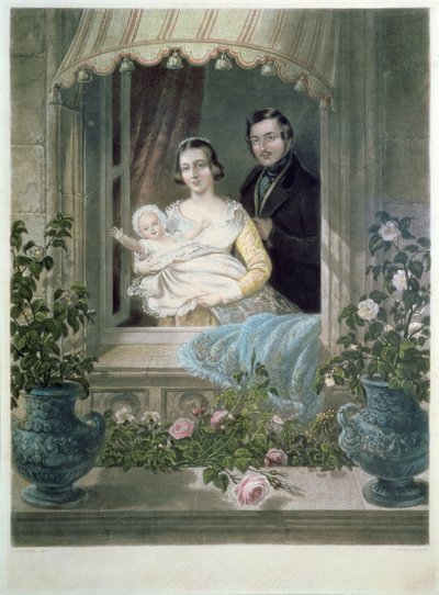 ウィンザー城のヴィクトリア女王、アルバート王子、赤ちゃん 作： Siegfried Detler Bendixen