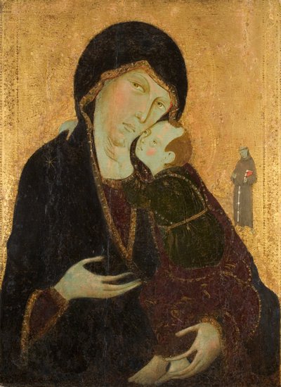 聖フランシスのマドンナと子供、1285年頃（パネル上のテンペラ） 作： Sienese School