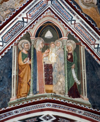 シメオン前の聖家族神殿での奉献 作： Sienese School