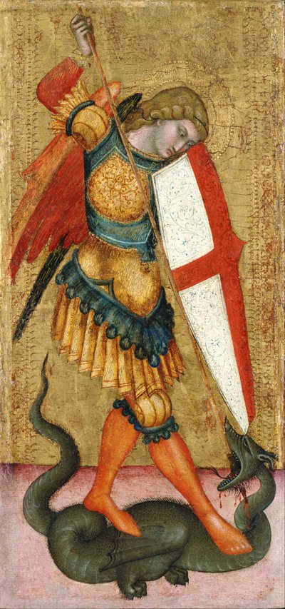 聖ミカエルとドラゴン 作： Sienese School of the 14th century