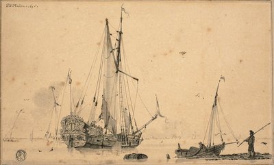 船と漁師のいる港のシーン 作： Sieuwert van der Meulen