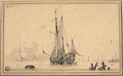 停泊中の船と積み上げられた港のシーン 作： Sieuwert van der Meulen