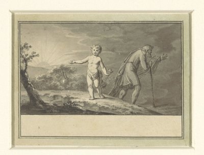 新しい年と古い年：風景の中の少年と老人 作： Sigmund Ferdinand Ritter von Perger