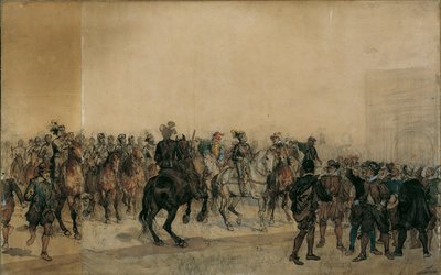胸甲騎兵アンリ デュバル ダンピエール伯爵が城の中庭に到着 作： Sigmund L