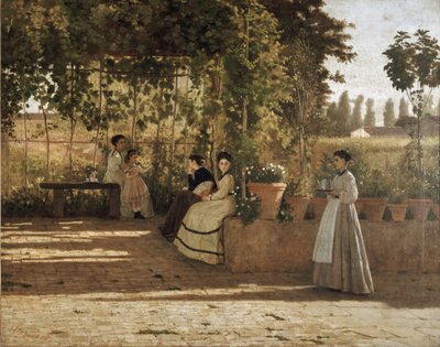 正午過ぎに（パーゴラ）（油彩・キャンバス 作： Silvestro Lega