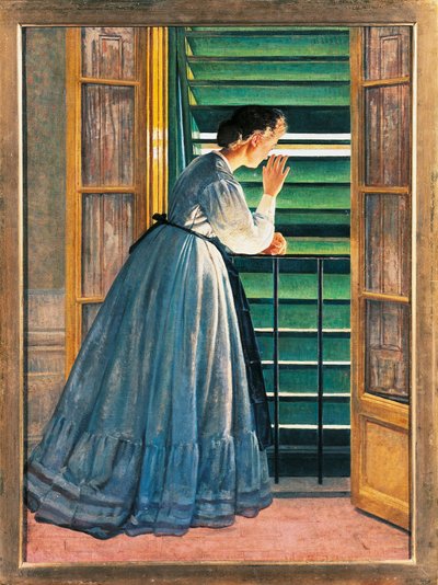 シルベストロ・レガ（1826-1895）の「好奇心」。 作： Silvestro Lega