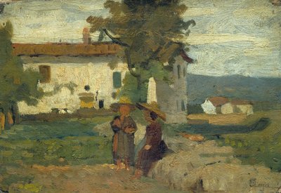 太陽の中の農夫たち 1863年頃 油彩・キャンバス・厚紙 作： Silvestro Lega