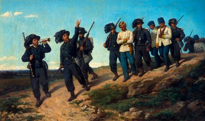 囚人を誘導する警備員 作： Silvestro Lega