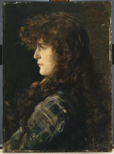 女性の頭またはGabbrigiana 作： Silvestro Lega