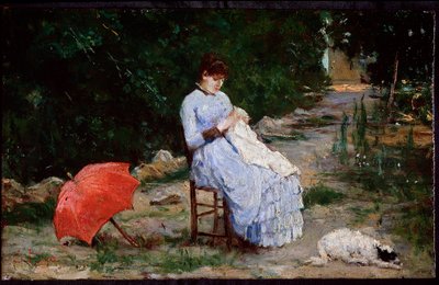 In the garden - 油彩・キャンバス 作： Silvestro Lega