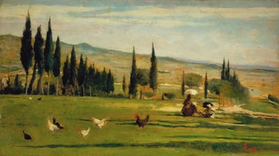 ガブロの町周辺の風景 1889-90年頃（油彩・板） 作： Silvestro Lega