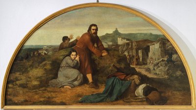地震のルネット、シルベストロ・レガ（1826-1895）作、カントンオラトリオ、モディリアーナ、エミリアロマーニャ州 作： Silvestro Lega