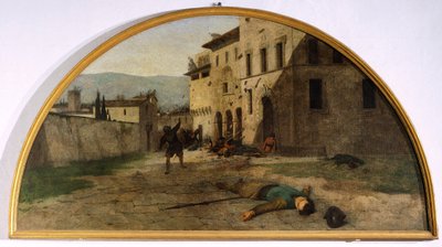戦争のルネット、シルベストロ・レガ（1826-1895）作、カントン・オラトリオ、モディリアーナ、エミリア・ロマーニャ州 作： Silvestro Lega