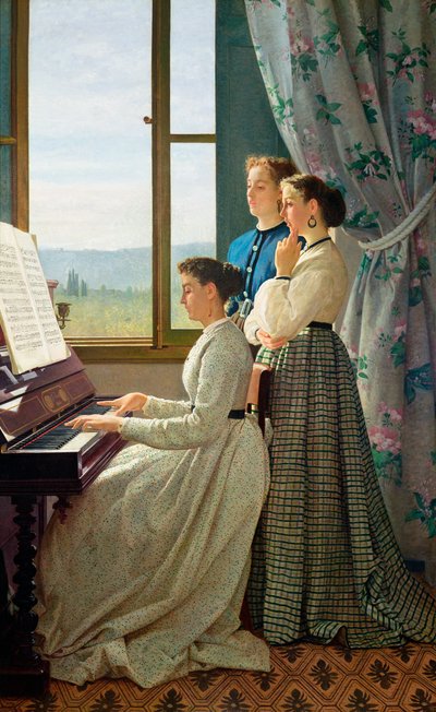 The Folk Song（油彩・キャンバス 作： Silvestro Lega