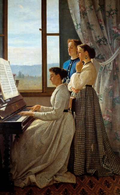 トスカーナのラケット。シルベストロ・レガ（1826-1895）の絵画 Ec.Ital. 作： Silvestro Lega