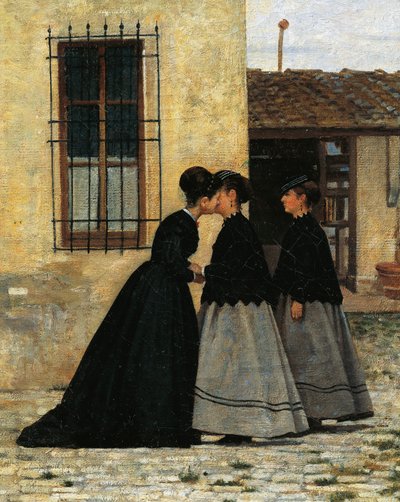 シルベストロ・レガ作「The Visit」（詳細 作： Silvestro Lega