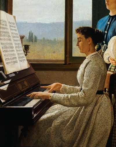 シルベストロ・レガ（1826-1895）作「ムクドリの歌」油彩・キャンバス、細部 作： Silvestro Lega
