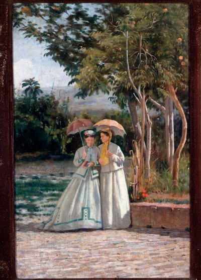 The walk in the garden - 油彩・キャンバス 作： Silvestro Lega