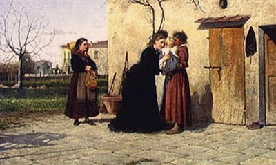 少女を訪ねて（油彩・キャンバス 作： Silvestro Lega