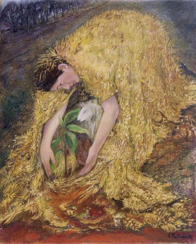 庭師、2002年（ジェッソパネルに油彩） 作： Silvia Pastore