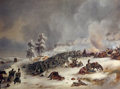 1812年のロシアからの引退：「「1812年11月18日午前9時のクラスノエの戦いでのリカール師団」」シメオンフォート（1793-1861）による水彩画。 0,6x0,99m。 作： Simeon Fort
