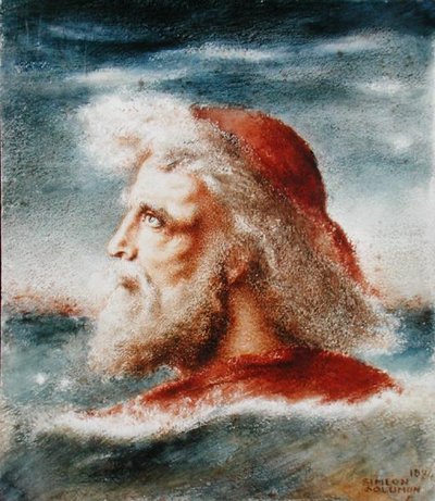 男性の頭 作： Simeon Solomon