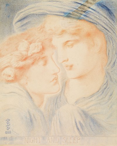 夜と眠り、1888 作： Simeon Solomon