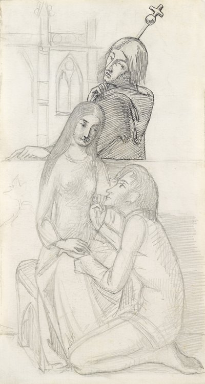 ロミオとジュリエット、修道士のローレンス（紙に鉛筆、ペン、インク） 作： Simeon Solomon