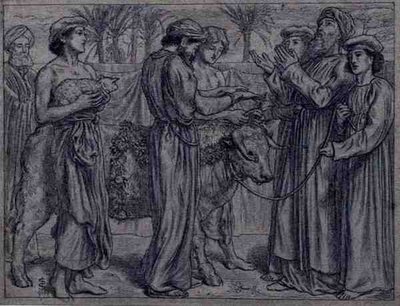 アロンの最初の捧げ物 （ペンとインク） 作： Simeon Solomon