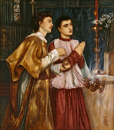 二人のアコライトの検閲: 聖霊降臨祭、1863 年 作： Simeon Solomon