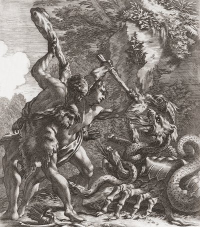 ヘラクレスとヒュドラ(プリント） 作： Simon (after) Vouet