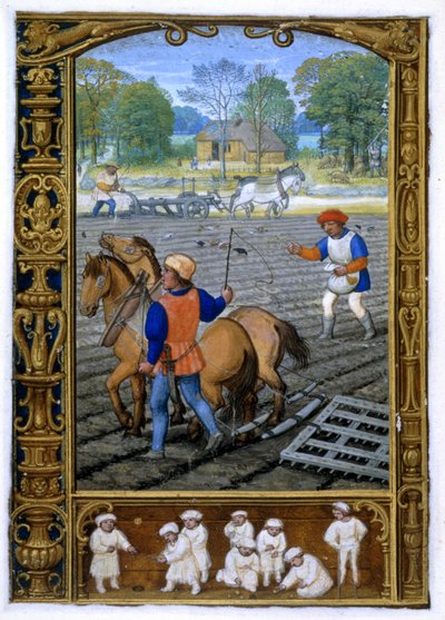 追加。 24098、f.26v 9月：時間の本、またはゴルフブックからの耕作と播種、c.1520-30（ベラム） 作： Simon (workshop of) Bening