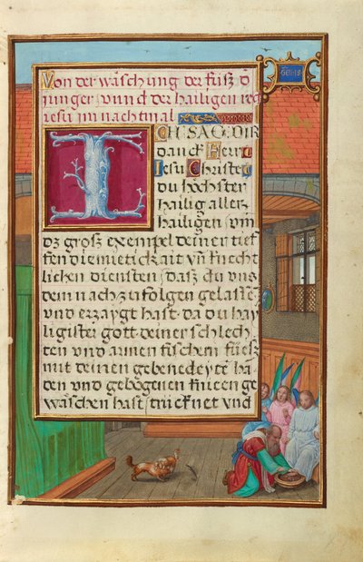 3人の天使の足を洗うアブラハムとの境界線 作： Simon Bening