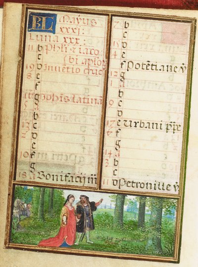 ミニチュア時祷書のフォリオ、ローマの使用、ブルージュ 作： Simon Bening