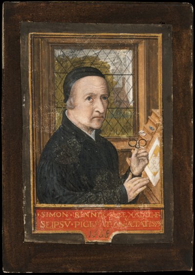自画像、1558年（羊皮紙にテンペラと金箔） 作： Simon Bening