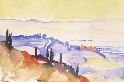 イタリア、バーニョ・ヴィニョーニ、2003年（水彩画） 作： Simon Fletcher