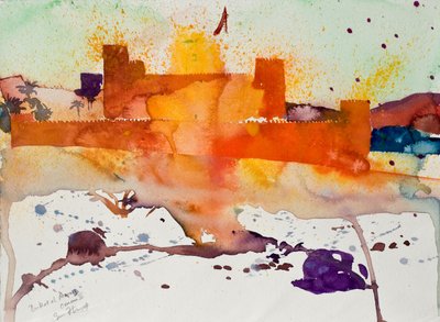 ビルカト・アル・マレス、オマーンII、2004年（水彩画） 作： Simon Fletcher