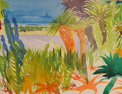 サボテンの庭、2016年（水彩画） 作： サイモン・フレッチャー