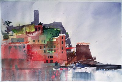 フェルナッツァ、8隻のボート、2002年（紙に水彩画） 作： サイモン・フレッチャー