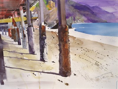 イタリア、モンタルチーノのフェルナッツァ、2003年（水彩画） 作： サイモン・フレッチャー