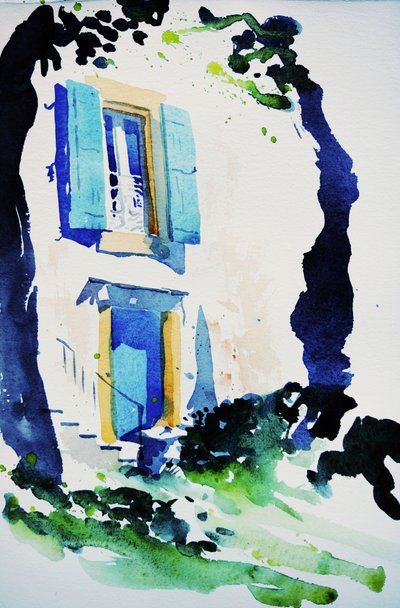 à Fos, 2015（水彩画） 作： サイモン・フレッチャー