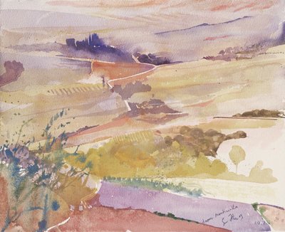 イタリア、モンティチェロより 2003年 （水彩画） 作： Simon Fletcher